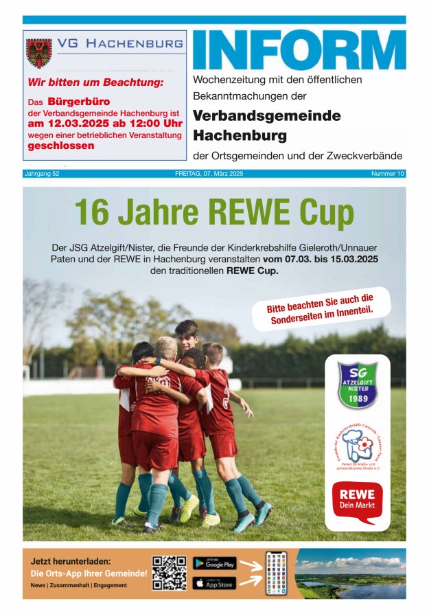 INFORM - Wochenzeitung der Verbandsgemeinde Hachenburg Titelblatt 10/2025