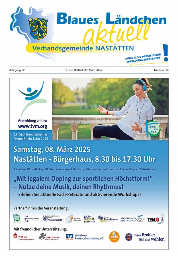 Blaues Ländchen aktuell - Heimat- u Bürgerzeitung VG Nastätten Titelblatt 10/2025