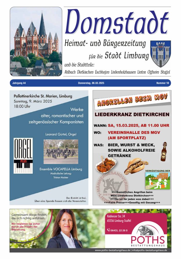 Domstadt - Heimat- und Bürgerzeitung für die Stadt Limburg Titelblatt 10/2025