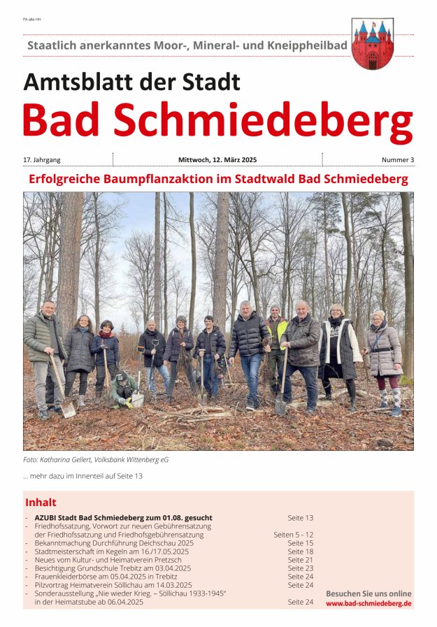 Amtsblatt der Stadt Bad Schmiedeberg Titelblatt 03/2025