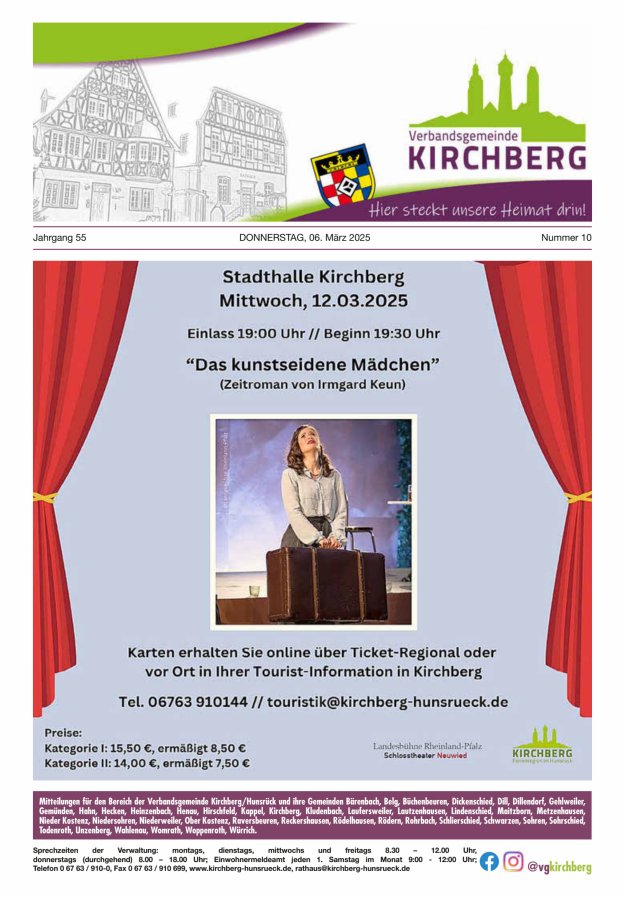Mitteilungen der Verbandsgemeinde Kirchberg Hunsrück Titelblatt 10/2025