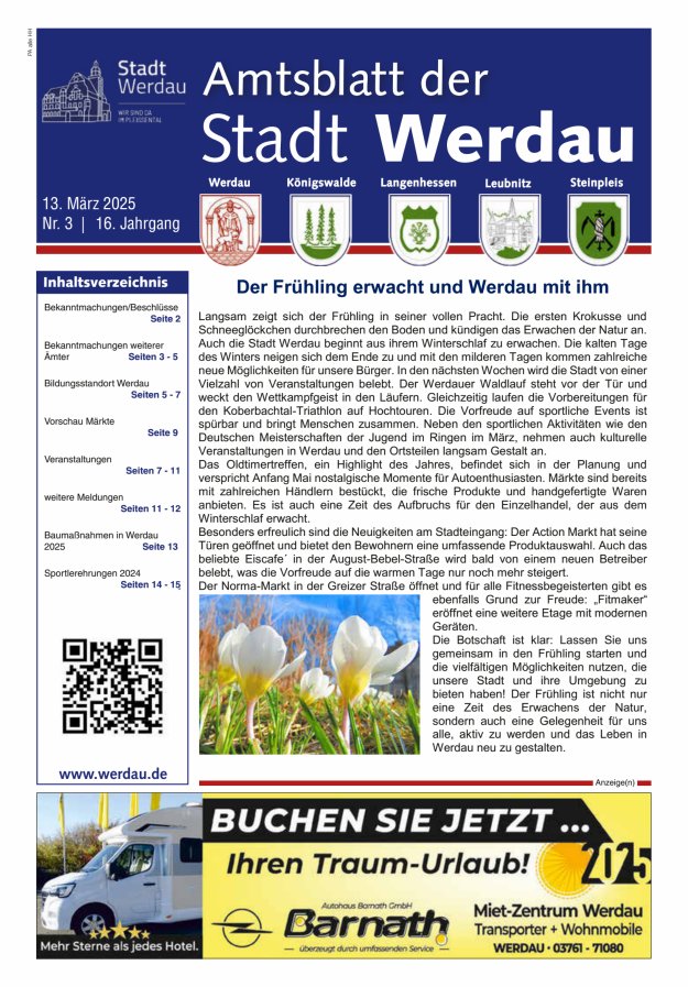 Amtsblatt der Stadt Werdau Titelblatt 03/2025