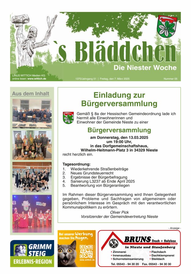 Niester Woche Titelblatt 05/2025