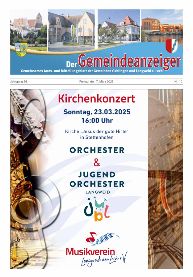 Der Gemeindeanzeiger - Gablingen Langweid Titelblatt 10/2025