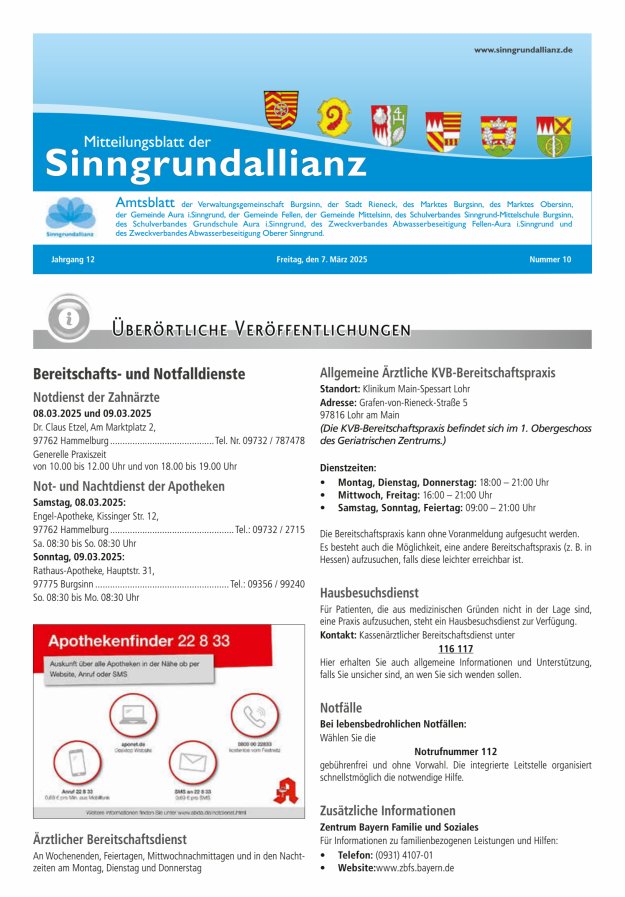 Mitteilungsblatt der Sinngrundallianz Titelblatt 10/2025