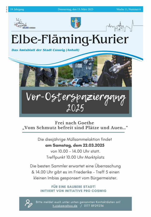 Elbe-Fläming-Kurier Das Amtsblatt der Stadt Coswig (Anhalt) Titelblatt 06/2025