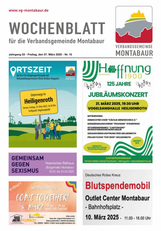 Wochenblatt der Verbandsgemeinde Montabaur Titelblatt 10/2025