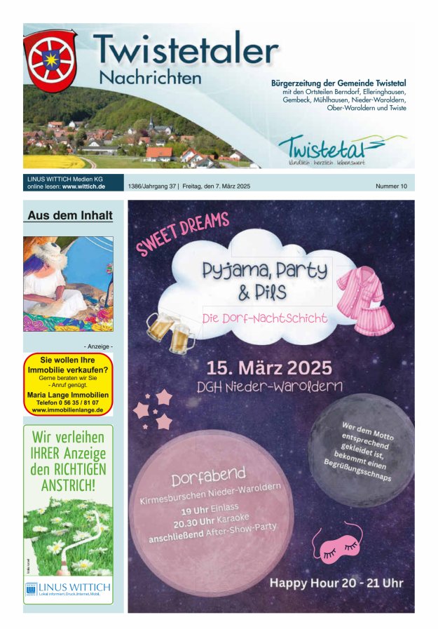 Twistetaler Nachrichten Titelblatt 10/2025