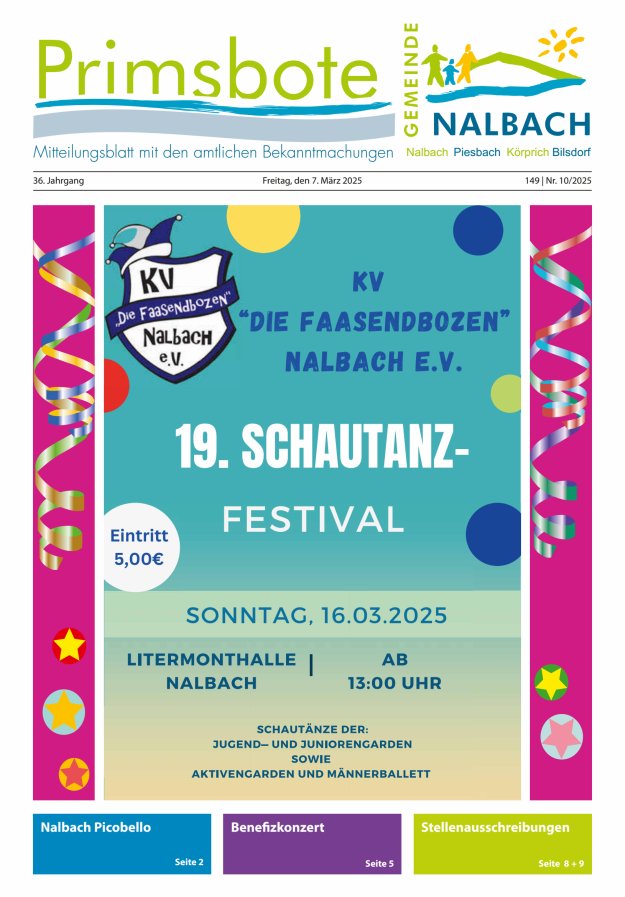 Primsbote Gemeinde Nalbach Titelblatt 10/2025