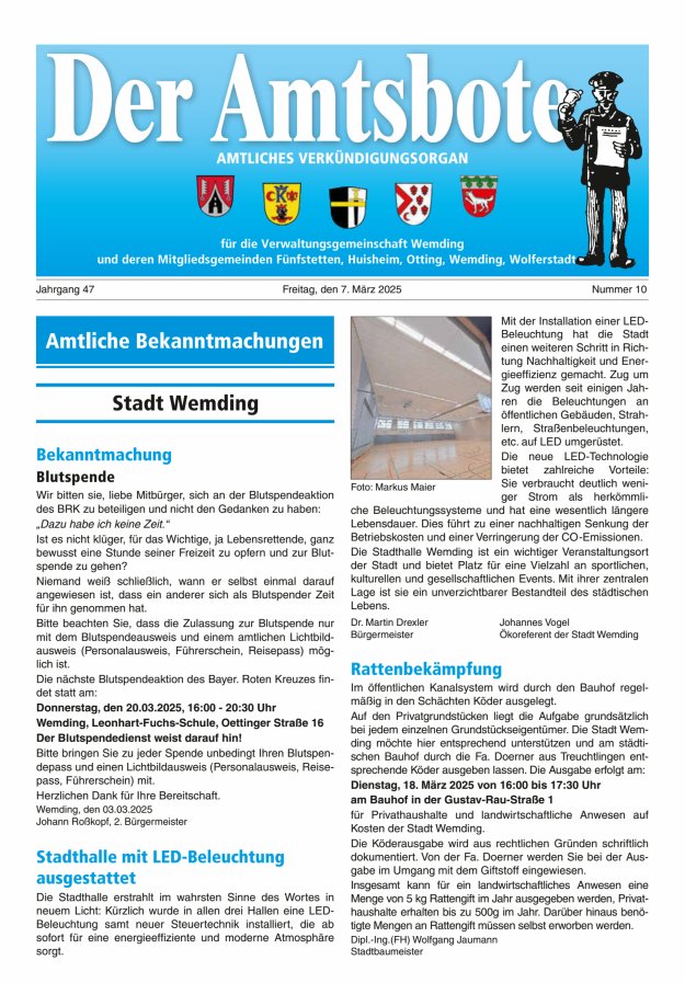Der Amtsbote - Wemding Verwaltungsgemeinschaft Titelblatt 10/2025
