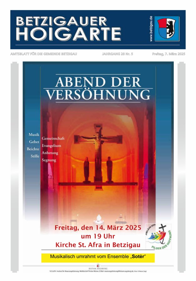 Betzigauer Hoigarte Amtsblatt der Gemeinde Betzigau Titelblatt 05/2025