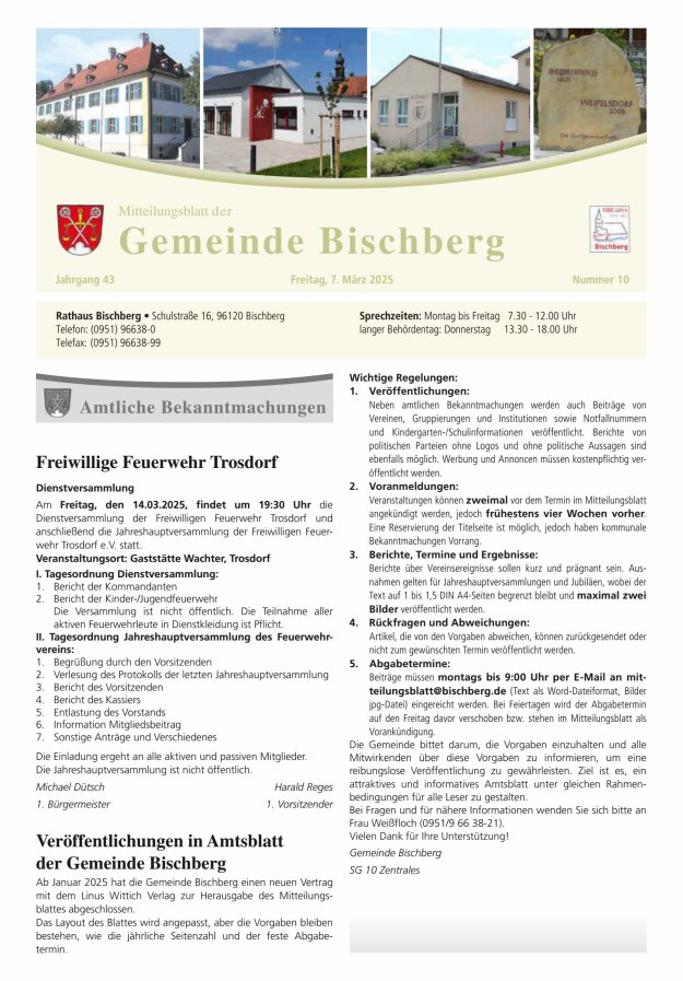 Mitteilungsblatt der Gemeinde Bischberg Titelblatt 10/2025
