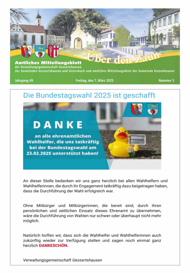 Über den Zaun Titelblatt 05/2025