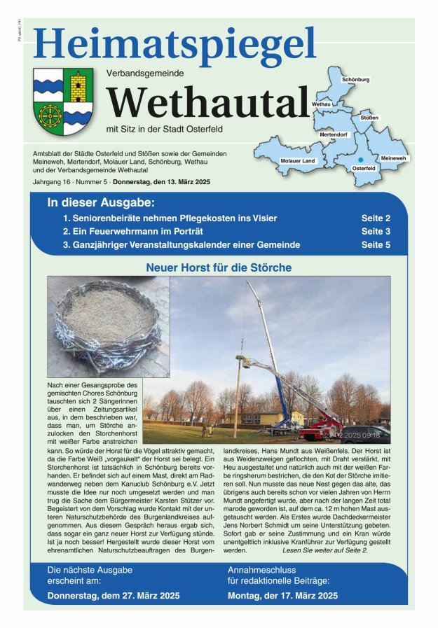 Heimatspiegel Verbandsgemeinde Wethautal mit Sitz in der Stadt Osterfeld Titelblatt 05/2025