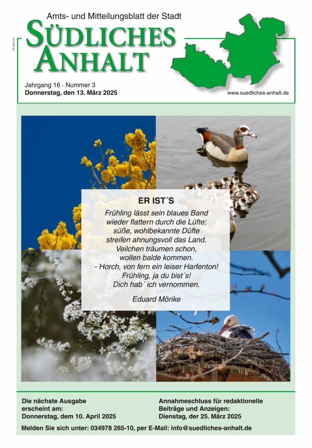 Amts- und Mitteilungsblatt der Stadt Südliches Anhalt Titelblatt 03/2025