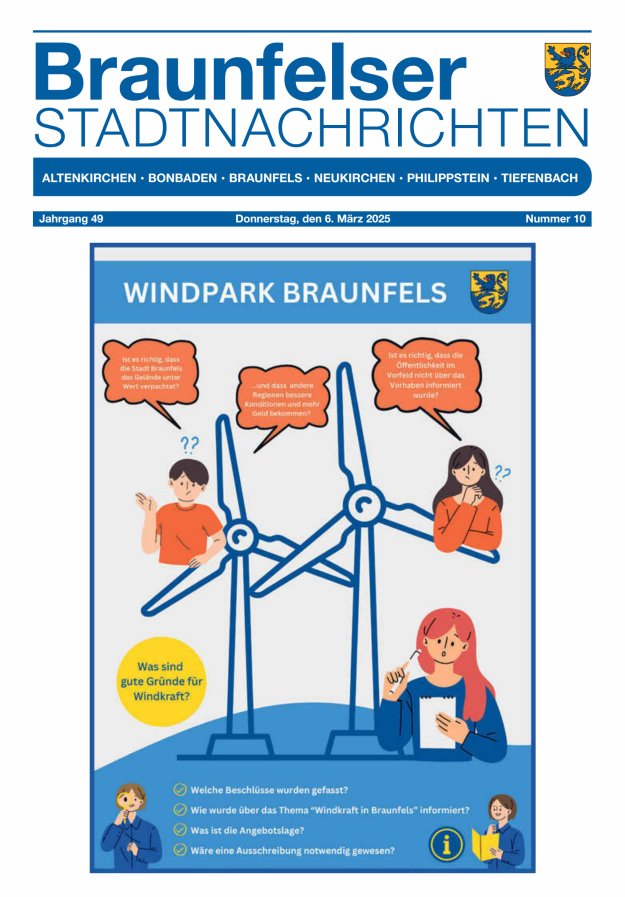Braunfelser Stadtnachrichten Titelblatt 10/2025