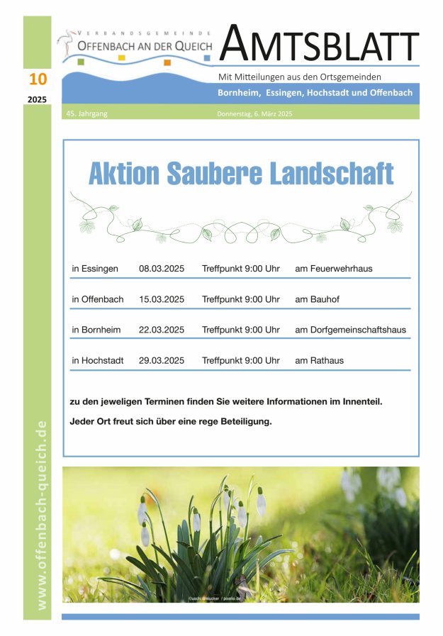 Amtsblatt VG Offenbach an der Queich Titelblatt 10/2025