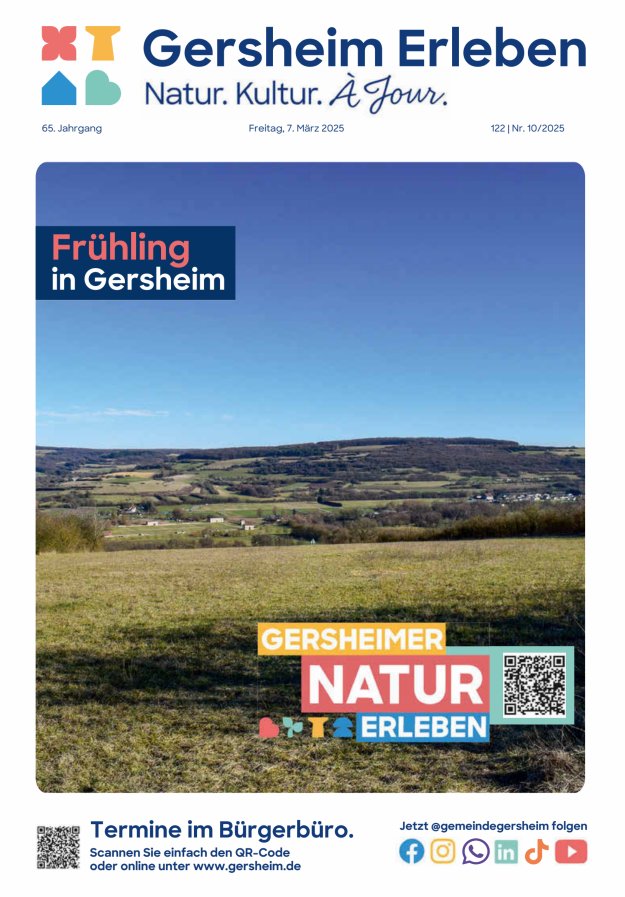 Bekanntmachungsblatt der Gemeinde Gersheim Titelblatt 10/2025