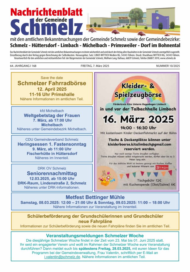 Nachrichtenblatt Schmelz Titelblatt 10/2025