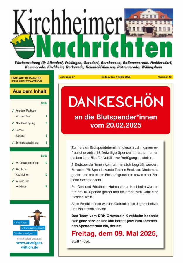 Kirchheimer Nachrichten Titelblatt 10/2025
