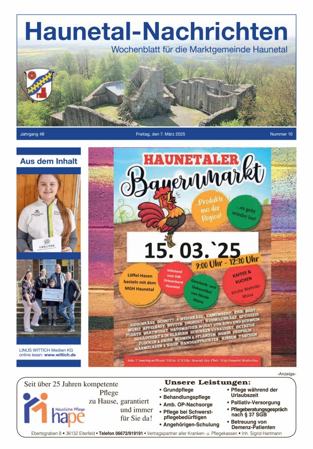 Haunetal-Nachrichten Titelblatt 10/2025