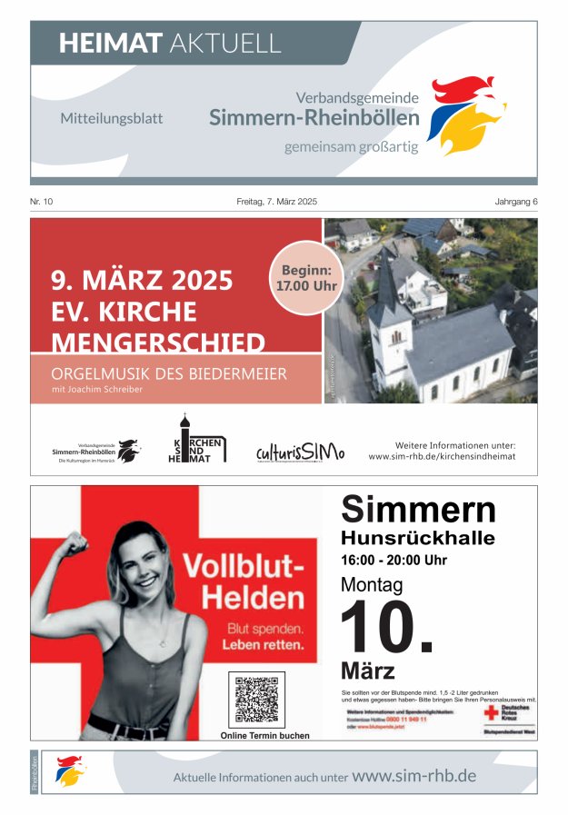Heimat Aktuell Mitteilungsblatt der VG Simmern-Rheinböllen-Ausg Rheinböllen Titelblatt 10/2025