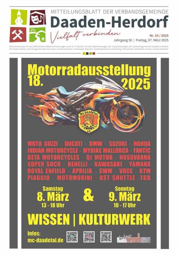 Mitteilungsblatt der Verbandsgemeinde Daaden-Herdorf Titelblatt 10/2025
