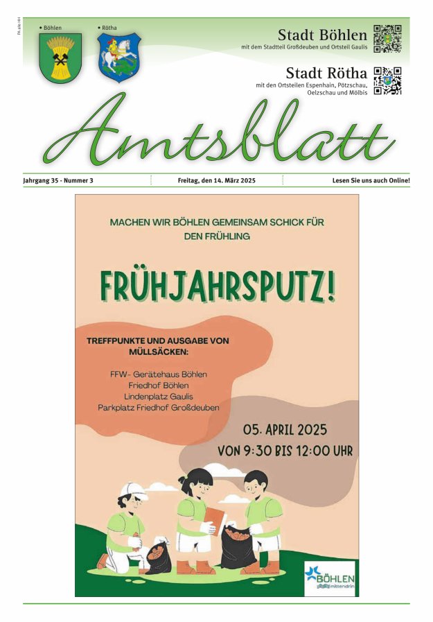 Amtsblatt der Stadt Böhlen Titelblatt 03/2025