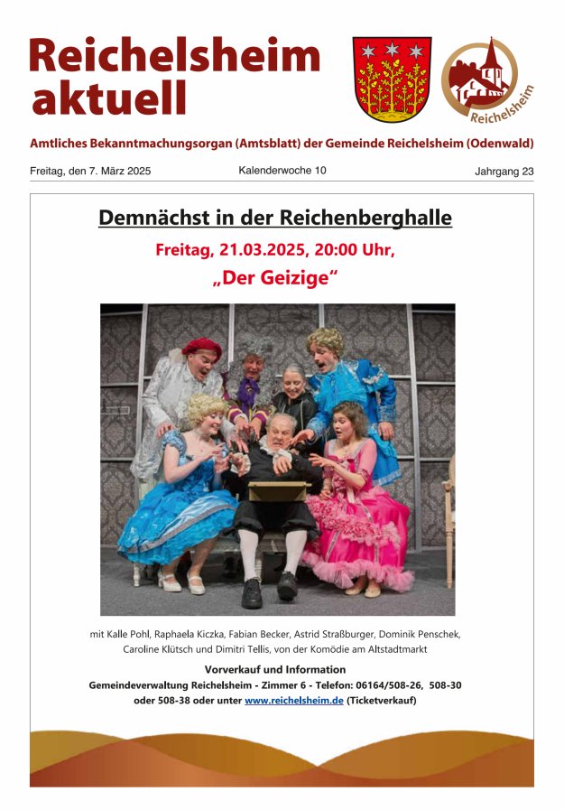 Reichelsheim aktuell - Amtsblatt der Gemeinde Reichelsheim(Odenwald) Titelblatt 10/2025