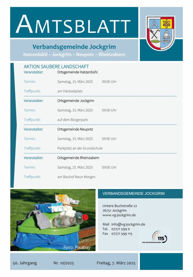 Amtsblatt VG Jockgrim Titelblatt 10/2025