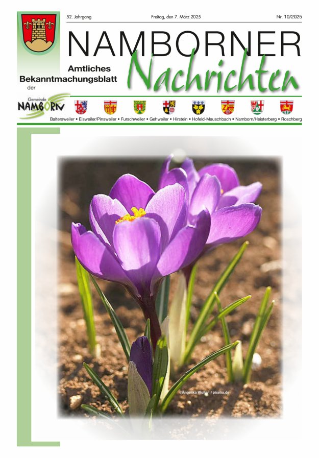 Namborner Nachrichten Titelblatt 10/2025