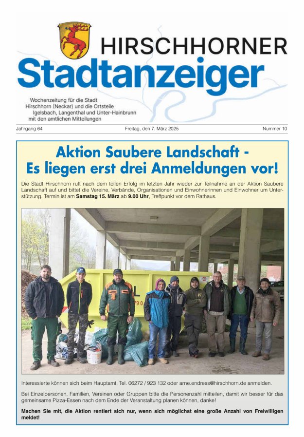 Hirschhorner Stadtanzeiger Titelblatt 10/2025