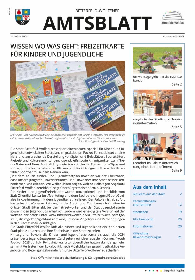 Bitterfeld-Wolfener Amtsblatt Titelblatt 03/2025
