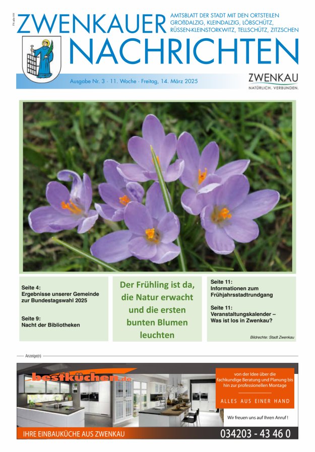 Zwenkauer Nachrichten - Amtsblatt der Stadt mit ihren Ortsteilen Titelblatt 03/2025