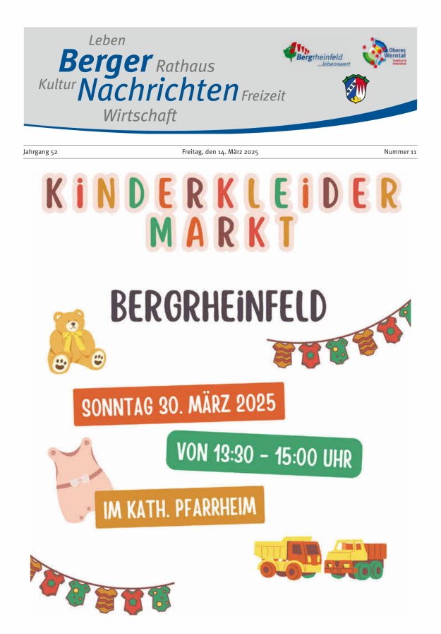 Berger Nachrichten, Bergrheinfeld Titelblatt 11/2025