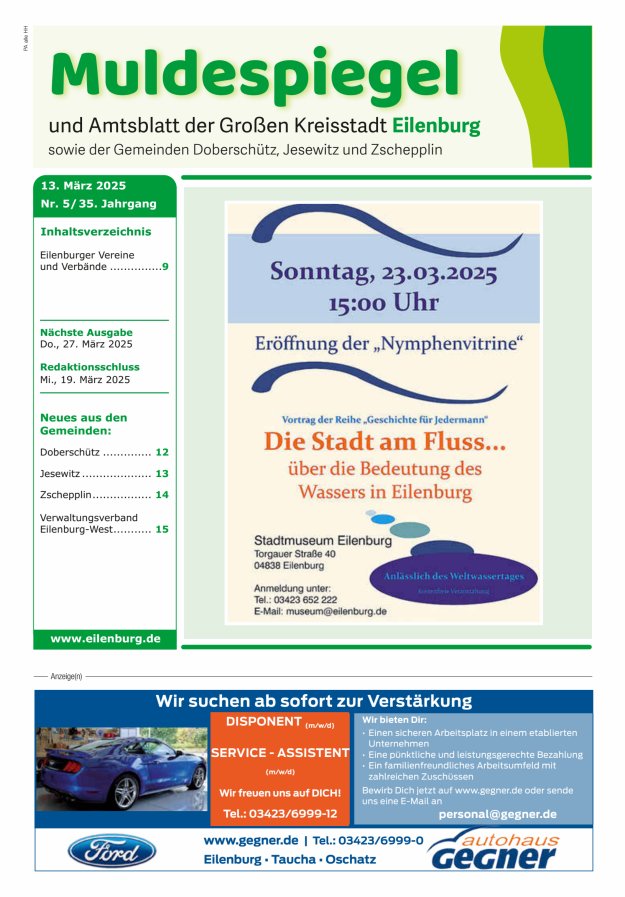 Muldespiegel und Amtsblatt der Großen Kreisstadt Eilenburg und der Gemeinden Titelblatt 05/2025