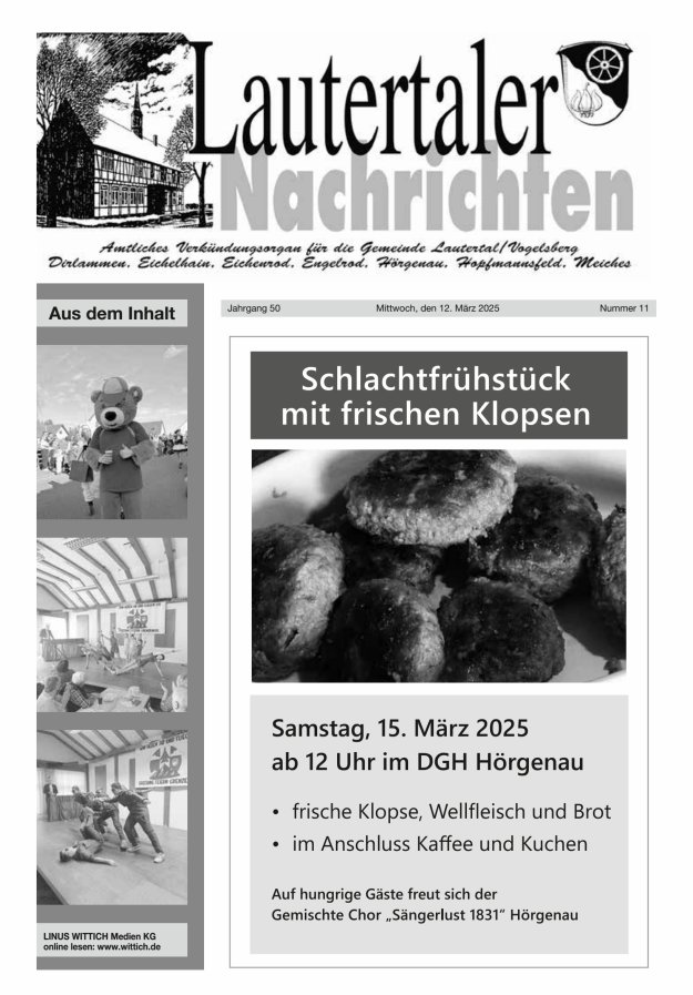 Lautertaler Nachrichten Titelblatt 11/2025