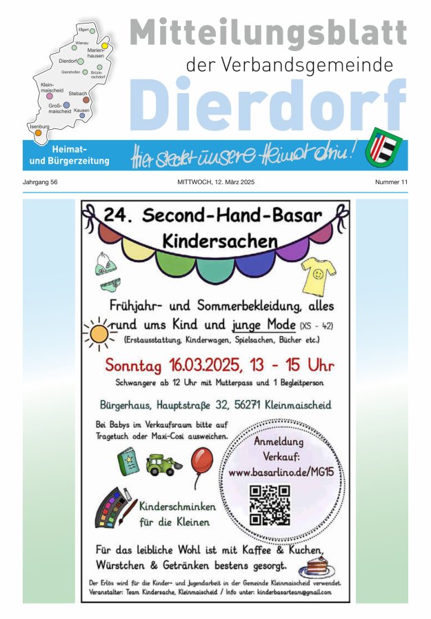 Mitteilungsblatt der Verbandsgemeinde Dierdorf Titelblatt 11/2025