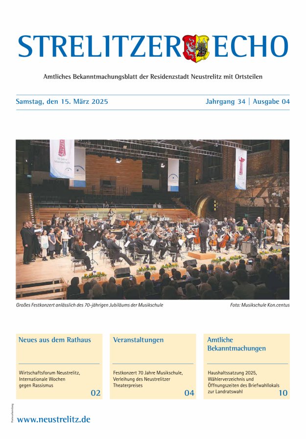 Strelitzer Echo Titelblatt 04/2025