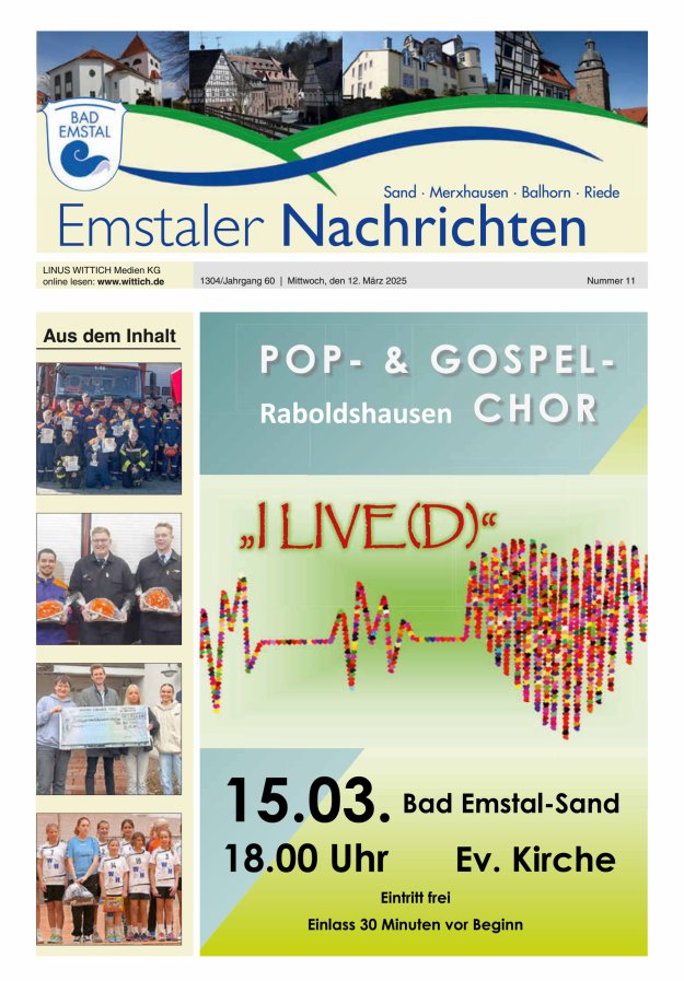 Emstaler Nachrichten Titelblatt 11/2025