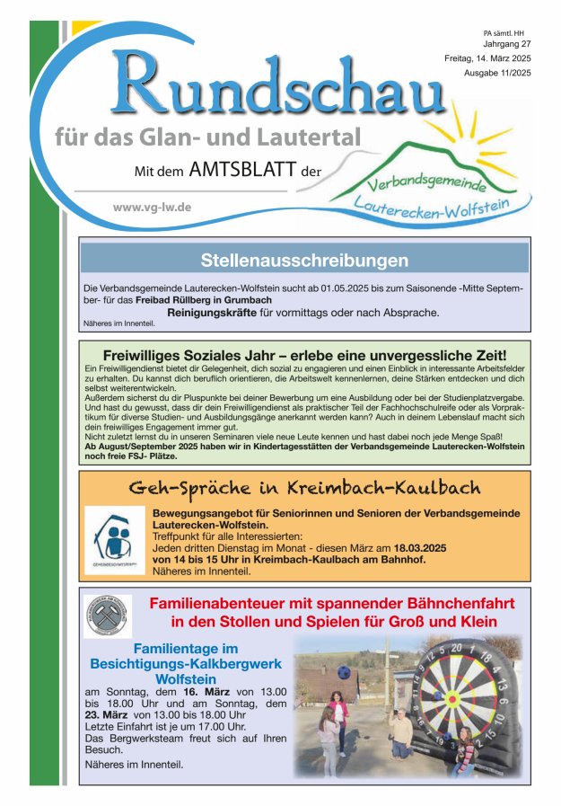 Rundschau für das Glan- und Lautertal Titelblatt 11/2025