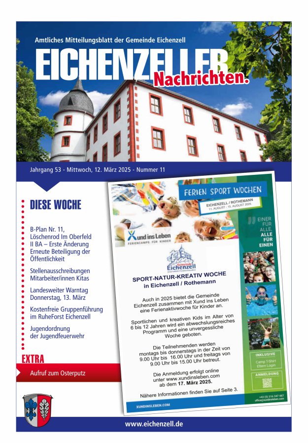Amtliches Mitteilungsblatt der Gemeinde Eichenzell Titelblatt 11/2025