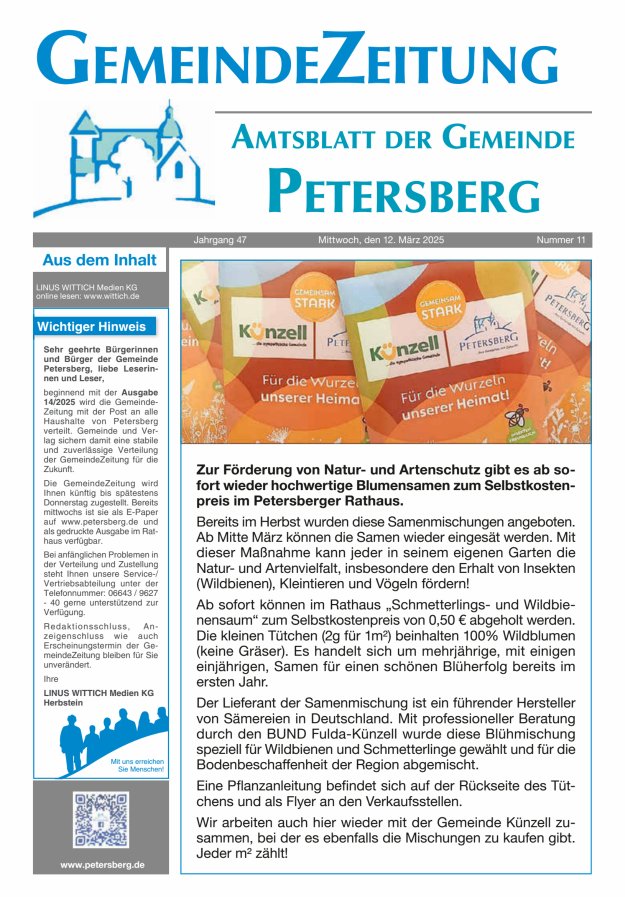 Amtsblatt Blickpunkt Petersberg Titelblatt 11/2025