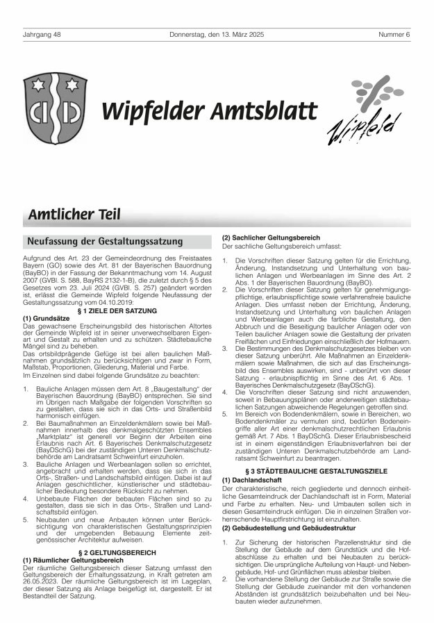 Wipfelder Amtsblatt Titelblatt 06/2025
