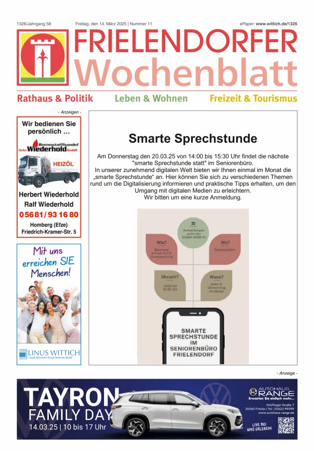 Frielendorfer Wochenblatt Titelblatt 11/2025