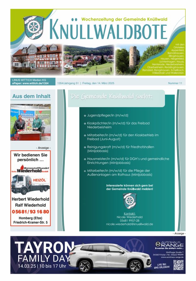 Knüllwaldbote Titelblatt 11/2025