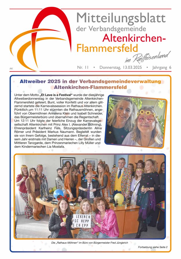 Mitteilungsblatt Verbandsgemeinde Altenkirchen-Flammersfeld Titelblatt 11/2025
