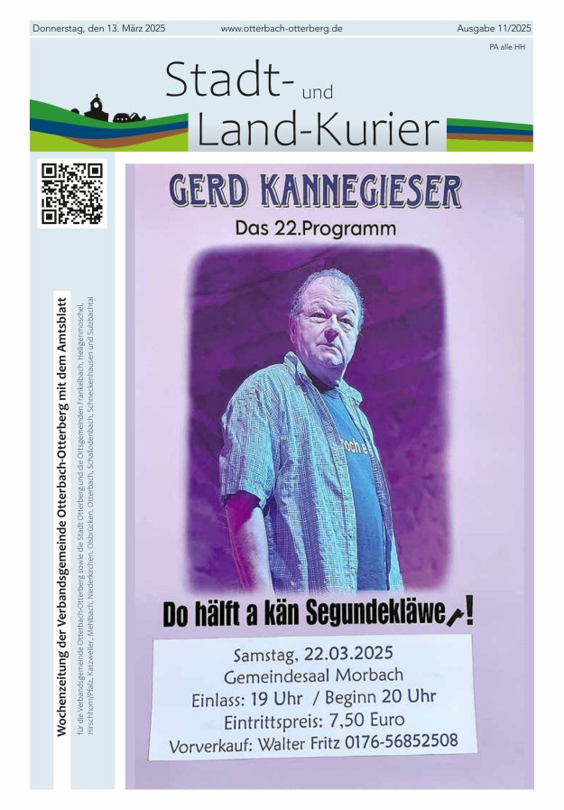 Stadt- und Land-Kurier Otterbach-Otterberg Titelblatt 11/2025
