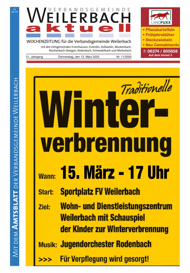 Verbandsgemeinde Weilerbach aktuell Titelblatt 11/2025