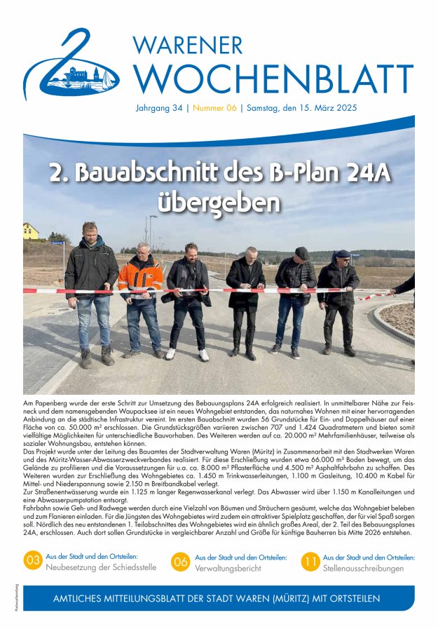 Warener Wochenblatt Titelblatt 06/2025